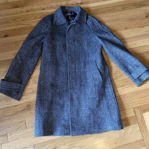 Lakeland Wool Lined Button Up Grey Over Coat Mens 38 Mid Length Made In Czech